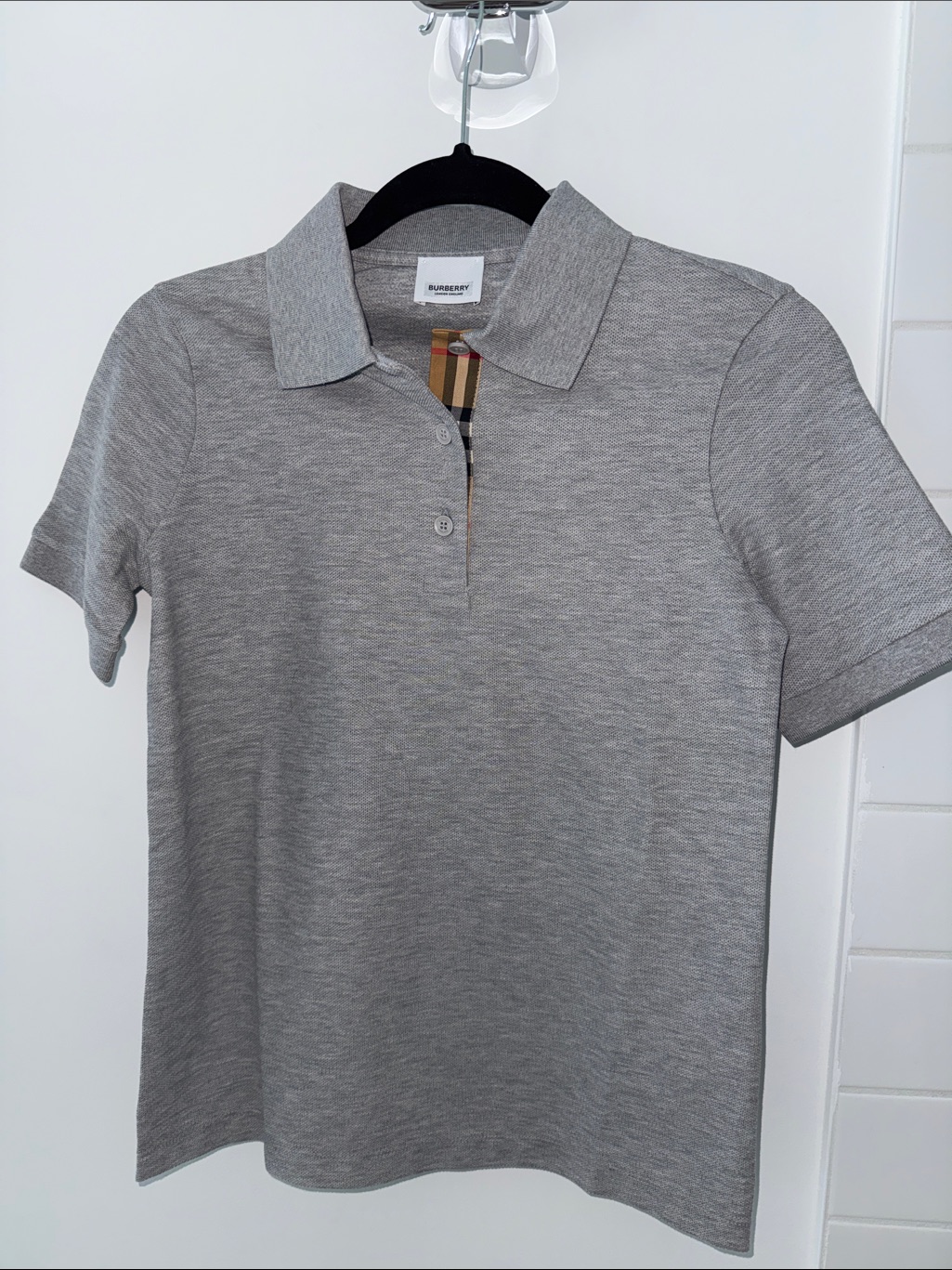 Burberry Womenâs Grey Polo With Signature Check